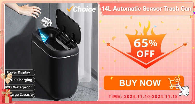 20L Smart Sensor Trash Can With Display Type-C Recharging Automatic Wastebin For Bathroom Kitchen Toilet Wastebasket Smart home