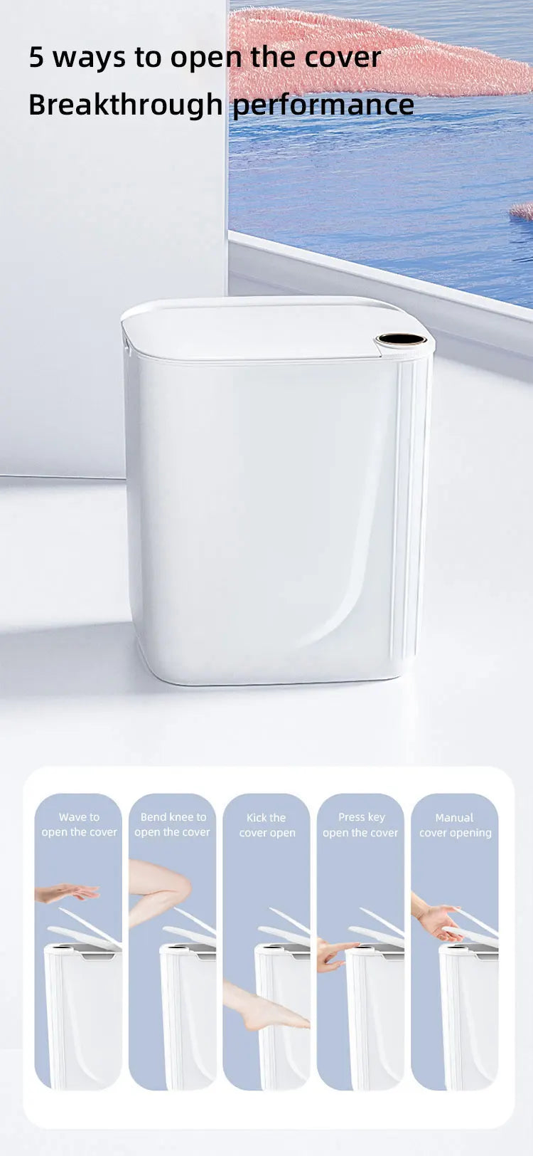 20L Smart Sensor Trash Can With Display Type-C Recharging Automatic Wastebin For Bathroom Kitchen Toilet Wastebasket Smart home