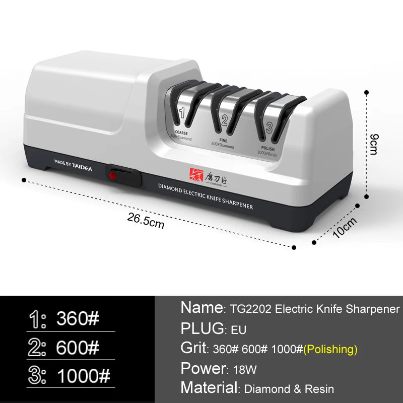 TAIDEA Electric Diamond Knife Sharpener New Upgrade Sharpening System Have Polishing Grit 360/600/1000# Professional Sharpeners